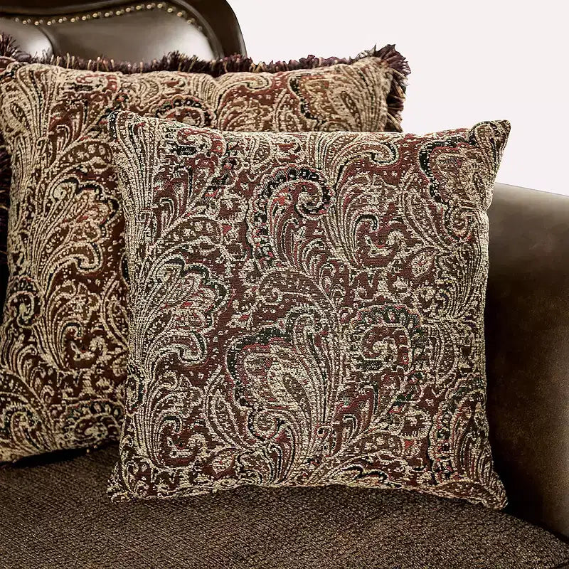 MAISONS : Intérieur + Extérieur Frazer Canapé 229,2 cm Traditionnel avec Clous Décoratifs Marron