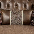 MAISONS : Intérieur + Extérieur Frazer Canapé 229,2 cm Traditionnel avec Clous Décoratifs Marron