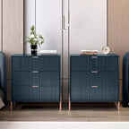 Festivo Lot de 2 tables de chevet à 3 tiroirs Style élégance moderne Bleu marine