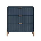 Festivo Lot de 2 tables de chevet à 3 tiroirs Style élégance moderne Bleu marine