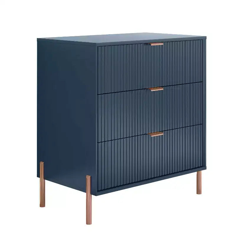 Festivo Lot de 2 tables de chevet à 3 tiroirs Style élégance moderne Bleu marine