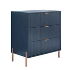 Festivo Lot de 2 tables de chevet à 3 tiroirs Style élégance moderne Bleu marine