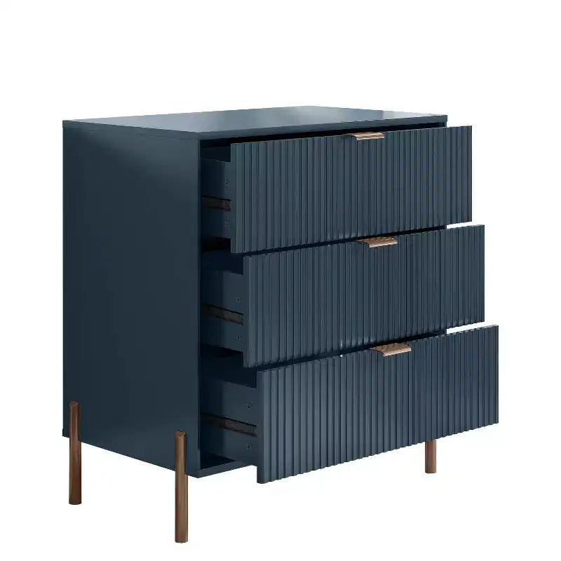 Festivo Lot de 2 tables de chevet à 3 tiroirs Style élégance moderne Bleu marine