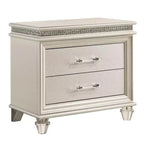 Ensemble table de chevet et commode 2 pièces en granit blanc perle - HOMES: Inside + Out