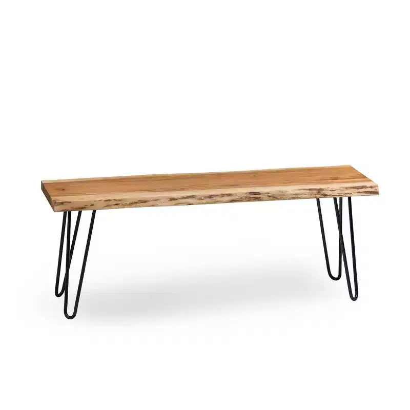 Banc en bois à bord naturel à 48 épingles avec ensemble de patères Naturel - Alaterre Furniture