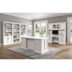 Bureau crédence en bois moderne : style exécutif, panneaux à rainures et perles, ports USB - Martin Furniture
