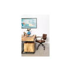 Bureau Allensworth naturel - Alder Bay : Bois de manguier massif, cadre en fer, mobilier de bureau moderne avec étagère et tiroir