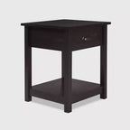 Wooden Nightstand with Drawer and Shelf Black - ClickDecor: Traditional Style, Iron Hardware, MDF Composite