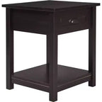 Table de Chevet en Bois avec Tiroir et Étagère Noire - ClickDecor : Style Traditionnel, Quincaillerie en Fer, Composite MDF