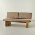 Mushroom Weave Upholstered Mid-Century Bench with Back - Hearth & Hand™ with Magnolia