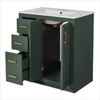 Meuble-lavabo simple de 30 po avec armoire et 3 tiroirs – Noir / Bleu / Vert / Indigo / Blanc