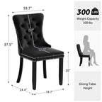 Chaise de salle à manger capitonnée en velours avec pieds en bois massif, lot de 6