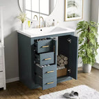 Meuble-lavabo simple de 30 po avec armoire et 3 tiroirs – Noir / Bleu / Vert / Indigo / Blanc