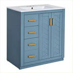 Meuble-lavabo simple de 30 po avec armoire et 3 tiroirs – Noir / Bleu / Vert / Indigo / Blanc
