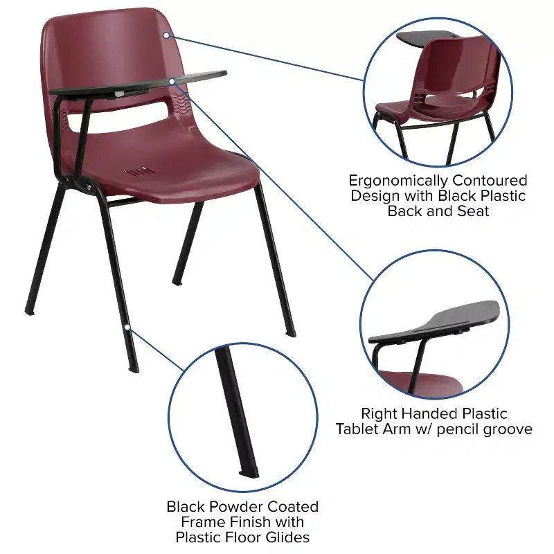 Chaise ergonomique Flash Furniture avec tablette rabattable à droite