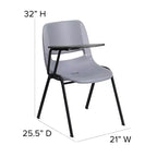 Chaise ergonomique Flash Furniture avec tablette rabattable à droite