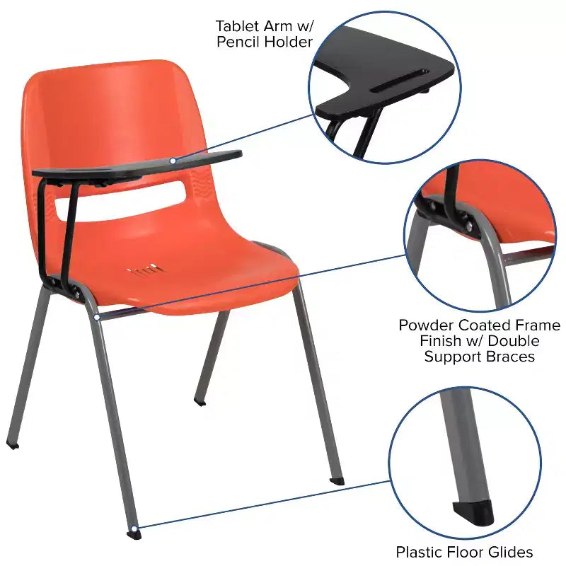 Chaise ergonomique Flash Furniture avec tablette rabattable à droite