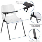 Chaise ergonomique Flash Furniture avec tablette rabattable à droite