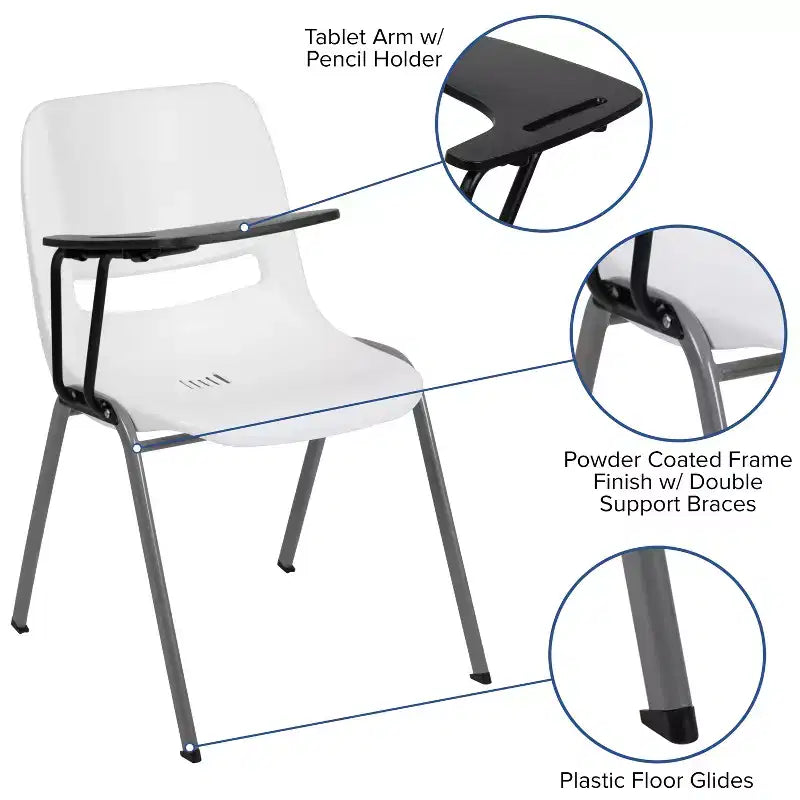 Chaise ergonomique Flash Furniture avec tablette rabattable à droite