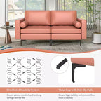 Costway Causeuse moderne 2 places avec 2 traversins et poches de rangement latérales Gris/Rouge