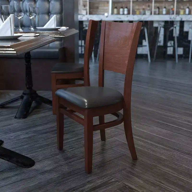 Chaise de restaurant en bois à dossier plein Flash Furniture 4 unités de la série Lacey