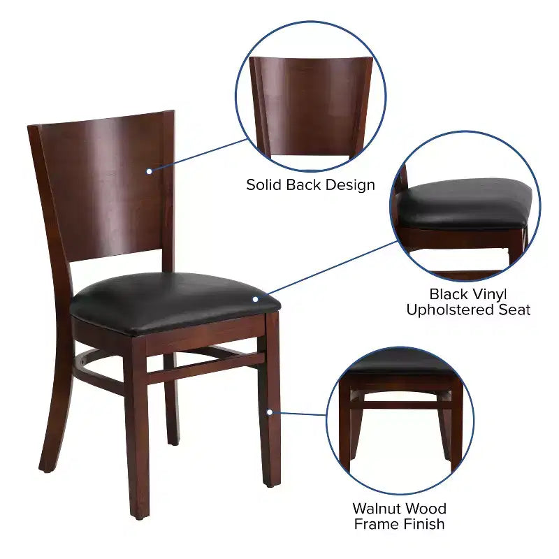 Chaise de restaurant en bois à dossier plein Flash Furniture 4 unités de la série Lacey