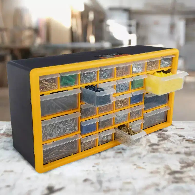 Organisateur de petites pièces Stalwart à 30 tiroirs, jaune