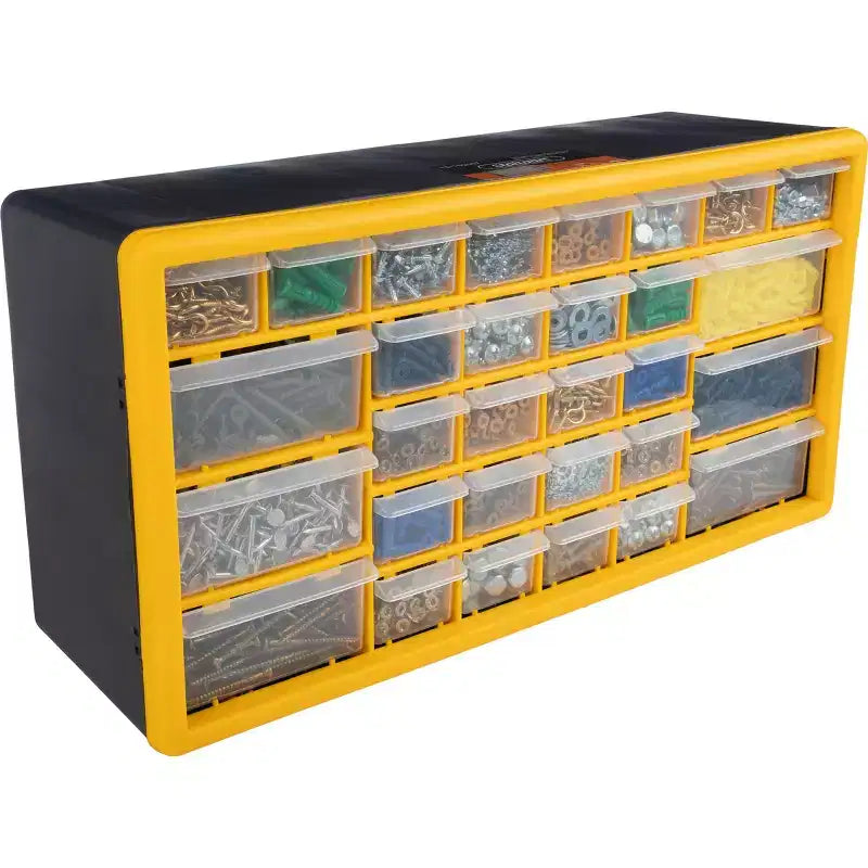Organisateur de petites pièces Stalwart à 30 tiroirs, jaune