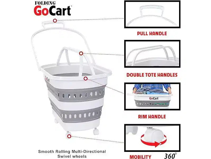 dbest products Chariot de courses pliable, panier à linge pliable sur roulettes, caddie pliable, panier à linge pop-up en plastique, fourre-tout