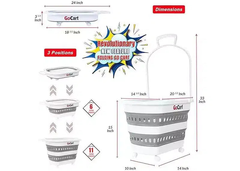 dbest products Chariot de courses pliable, panier à linge pliable sur roulettes, caddie pliable, panier à linge pop-up en plastique, fourre-tout