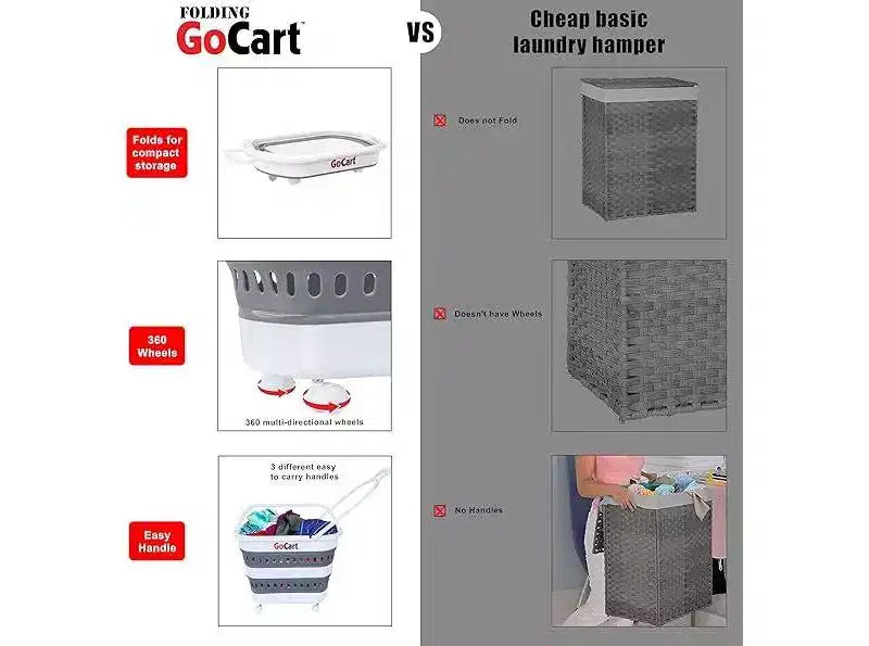 dbest products Chariot de courses pliable, panier à linge pliable sur roulettes, caddie pliable, panier à linge pop-up en plastique, fourre-tout