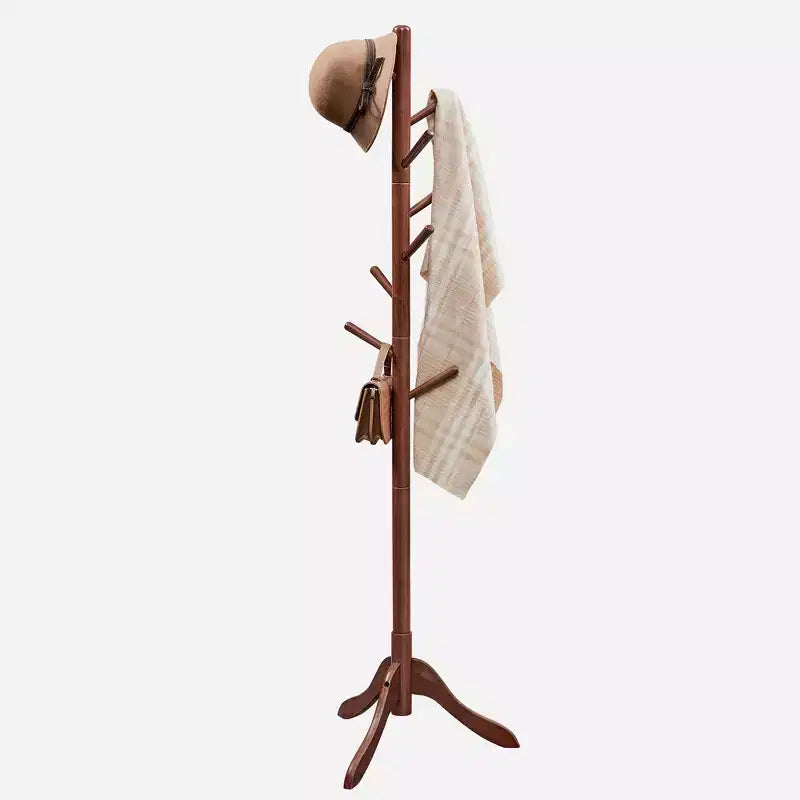 Porte-manteau sur pied en bois massif VASAGLE avec 8 crochets