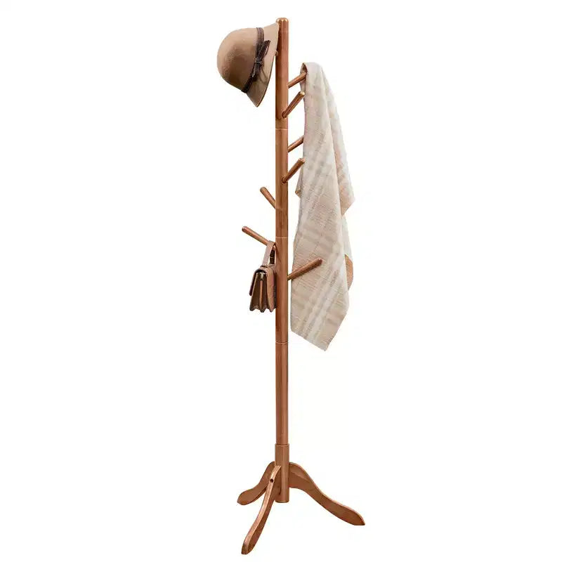 Porte-manteau sur pied en bois massif VASAGLE avec 8 crochets