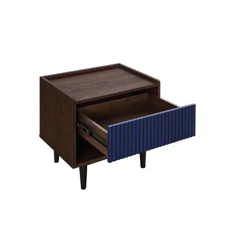 Table de chevet Duane moderne côtelée avec tiroir - Manhattan Comfort
