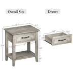 Garvee Tables de Chevet Lot de 2, Tables d'Appoint Industrielles avec Tiroir et Étagère de Rangement, Tables de Chevet pour Chambre, Salon, Lot de 2, Gris