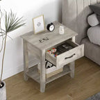 Garvee Tables de Chevet Lot de 2, Tables d'Appoint Industrielles avec Tiroir et Étagère de Rangement, Tables de Chevet pour Chambre, Salon, Lot de 2, Gris