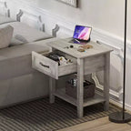 Garvee Tables de Chevet Lot de 2, Tables d'Appoint Industrielles avec Tiroir et Étagère de Rangement, Tables de Chevet pour Chambre, Salon, Lot de 2, Gris