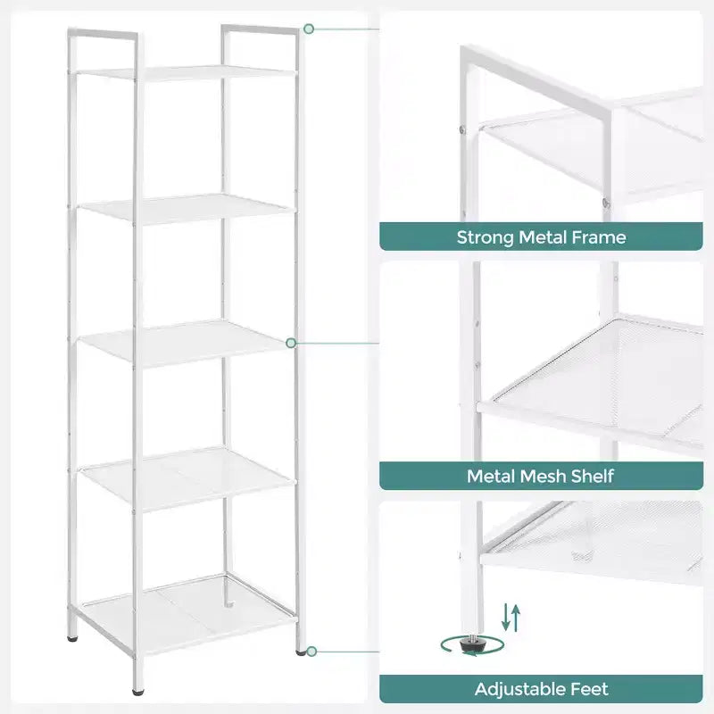 SONGMICS Étagère de Rangement pour Salle de Bain, Support Extensible en Acier pour Plantes avec Étagère Réglable
