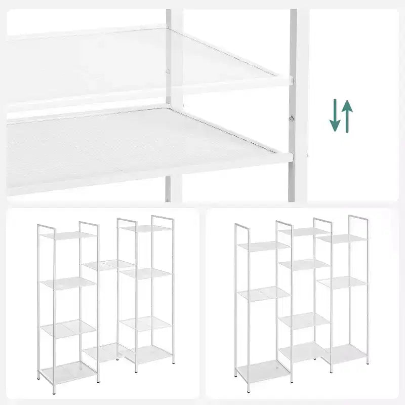 SONGMICS Étagère de Rangement pour Salle de Bain, Support Extensible en Acier pour Plantes avec Étagère Réglable