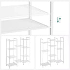 SONGMICS Étagère de Rangement pour Salle de Bain, Support Extensible en Acier pour Plantes avec Étagère Réglable