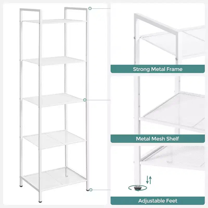 SONGMICS Étagère de Rangement pour Salle de Bain, Support Extensible en Acier pour Plantes avec Étagère Réglable