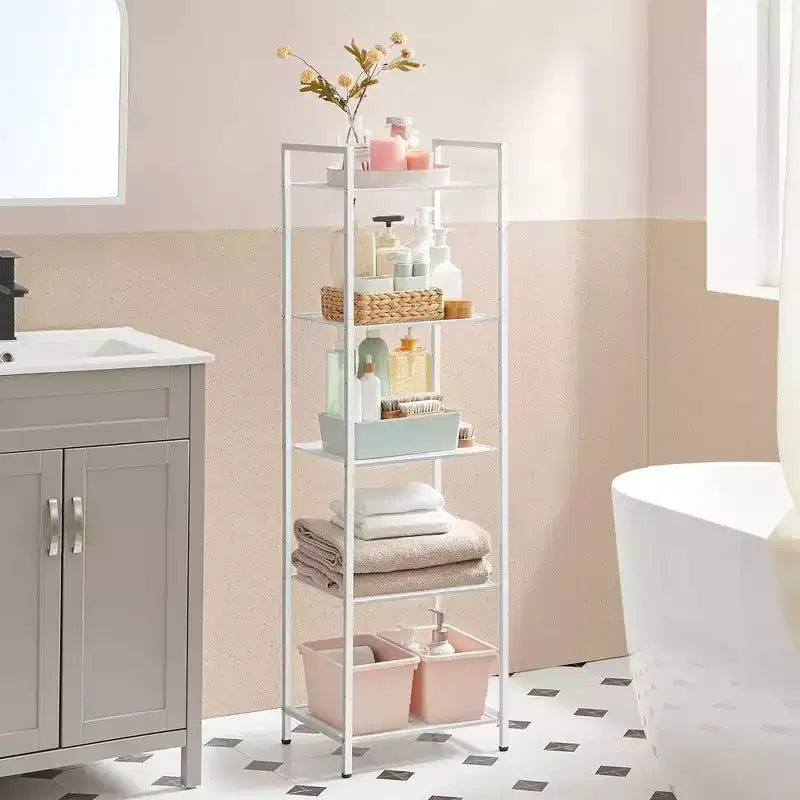 SONGMICS Étagère de Rangement pour Salle de Bain, Support Extensible en Acier pour Plantes avec Étagère Réglable
