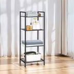SONGMICS Étagère de Rangement pour Salle de Bain, Support Extensible en Acier pour Plantes avec Étagère Réglable