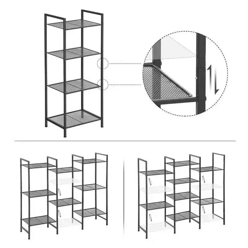 SONGMICS Étagère de Rangement pour Salle de Bain, Support Extensible en Acier pour Plantes avec Étagère Réglable