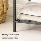 SONGMICS Étagère de Rangement pour Salle de Bain, Support Extensible en Acier pour Plantes avec Étagère Réglable