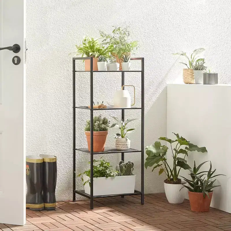 SONGMICS Étagère de Rangement pour Salle de Bain, Support Extensible en Acier pour Plantes avec Étagère Réglable