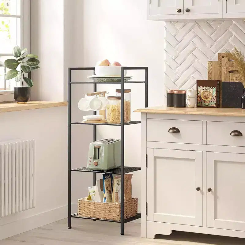 SONGMICS Étagère de Rangement pour Salle de Bain, Support Extensible en Acier pour Plantes avec Étagère Réglable