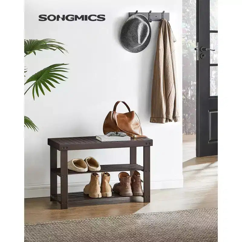 Banc à chaussures en bambou, étagère de rangement à 3 niveaux, organisateur de chaussures pour entrée et couloir