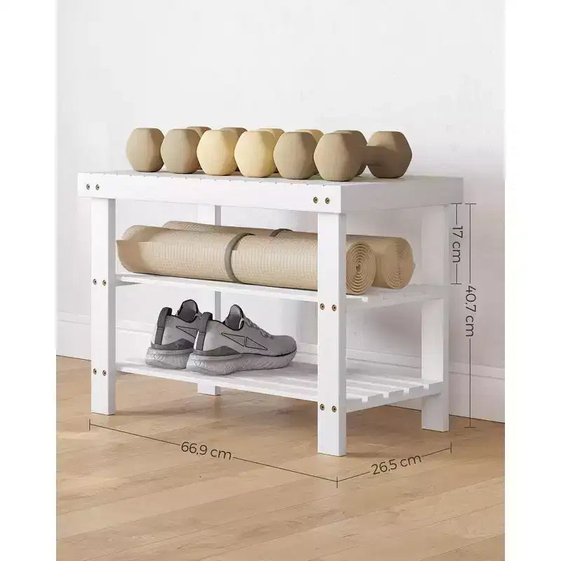 Banc à chaussures en bambou, étagère de rangement à 3 niveaux, organisateur de chaussures pour entrée et couloir