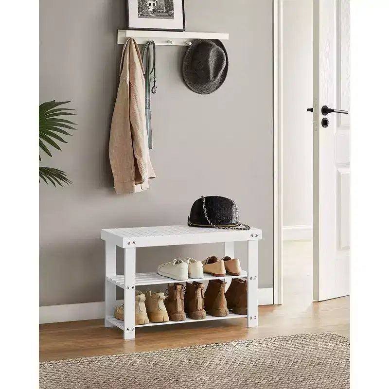 Banc à chaussures en bambou, étagère de rangement à 3 niveaux, organisateur de chaussures pour entrée et couloir